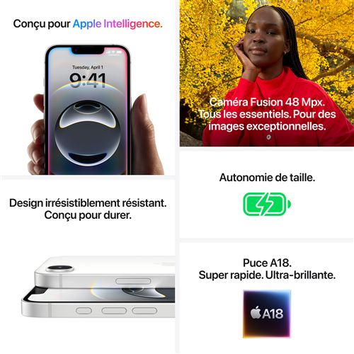 Iphone 16e 6,1 " neuf Apple blanc 128 Go